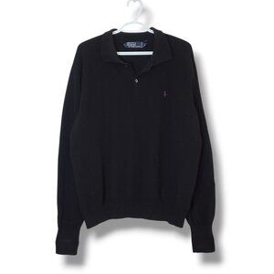 Vintage 90s Polo Ralph Lauren Lambs Wool Knit Sweater Black Size XL